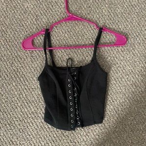 Forever 21 Black Lace Up Crop Top